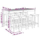 9 Piece Garden Bar Set White Solid Wood Pine 3154766