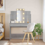 Dressing Table with LED Lights Grey Sonoma 96x40x142 cm 837898