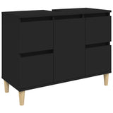 ZNTS 3 Piece Bathroom Furniture Set Black Engineered Wood 3185598