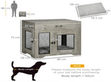 Dog Cage End Table with Two Doors, Drawer, for Medium Dogs - Grey T3398P376392