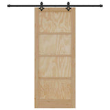 Sliding Door Natural and Black 86 x 211 cm Solid Pine Wood 3333540