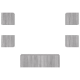 5 Piece TV Wall Cabinets with LED Lights Grey Sonoma 3216865