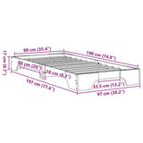 Bed Frame Wax Brown 90 x 190 cm Solid Pine Wood 872886