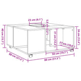 Coffee Table Concrete Grey 80x80x40 cm Engineered Wood 853176