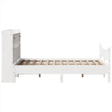 ZNTS Bed Frame without Mattress White 120x190 cm Small Double Solid Wood Pine 3323396
