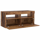 TV Cabinet with LED Lights Old Wood 90x35x40 cm Engineered Wood 856307