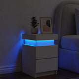 Bedside Cabinet with LED Lights White 35x39x55 cm 836749