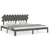 Bed Frame without Mattress Grey 200x200 cm Solid Wood Pine 3193748