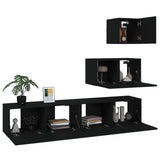 4 Piece TV Cabinet Set Black Engineered Wood 3114639
