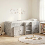 Loft Bed Frame with Cabinet 3 pcs Concrete Grey Engineered Wood 3423393