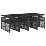 9 Piece Garden Dining Set with Cushions Black Poly Rattan 3211639