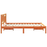 Bed Frame with Headboard Wax Brown 140 x 190 cm Solid Pine Wood 872238