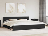 Bed Frame with Headboard Black 200 x 200 cm Solid Pine Wood 3410556