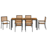 Garden Dining Set 7 pcs Black and Wood Poly Rattan 3365442