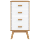 ZNTS Bedside Cabinet OLDEN White and Brown Solid Wood Pine 358587