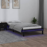 LED Bed Frame without Mattress Black 90x190 cm Single Single Solid Wood 820640