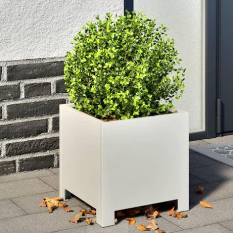 ZNTS Garden Planters 2 pcs White 30x30x30 cm Steel 851188