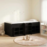Loft Bed Frame with Cabinet 3 pcs Black Engineered Wood 3423415
