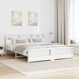 Bed Frame with Shelf White 180 x 200 cm Solid Pine Wood 3394217