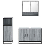 ZNTS 3 Piece Bathroom Furniture Set Grey Sonoma Engineered Wood 3300983