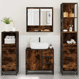 ZNTS 4 Piece Bathroom Furniture Set Smoked Oak Engineered Wood 3301287