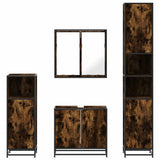 4 Piece Bathroom Furniture Set Smoked Oak Engineered Wood 3301187