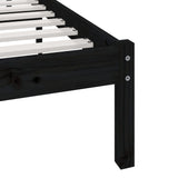 Bed Frame without Mattress Black Solid Wood Pine 140x190 cm 3101007