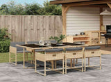 7 Piece Garden Dining Set with Cushions Mix Beige Poly Rattan 3211272