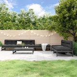 6 Piece Garden Lounge Set Grey Solid Wood Pine 3186615