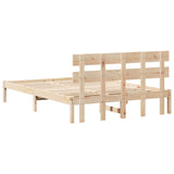 Bed Frame with Headboard Brown 150 x 200 cm Solid Pine wood 872158