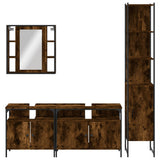 4 Piece Bathroom Cabinet Set Smoked Oak Engineered Wood 3214747