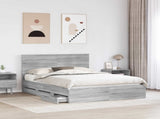 Bed Frame with Drawer Grey Sonoma 150 x 200 cm Engineer Wood 3411108