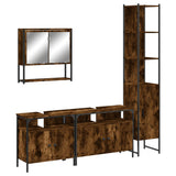 4 Piece Bathroom Furniture Set Smoked Oak Engineered Wood 3214687