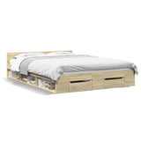 Bed Frame with Drawers without Mattress Sonoma Oak 140x190 cm 3280764