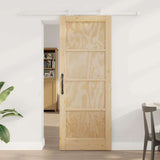 Sliding Door Brown 78 x 202 cm Solid Pine Wood 3333386
