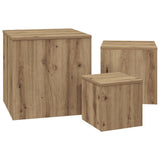 Side Tables 3 pcs Old Wood Engineered Wood 856676