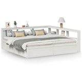 Bookcase Bed without Mattress White 180x200cm Solid Wood Pine 3324452