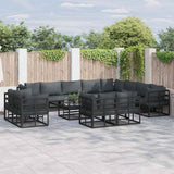 Garden Sofa Set with Cushion 12 pcs Black Aluminium 3378934