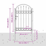 Fence Gate ASSEN 100 x 150 cm Powder-Coated Steel Grey Lockable 42008927