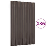 Roof Panels 36 pcs Galvanised Steel Brown 60x36 cm 319130