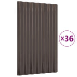 Roof Panels 36 pcs Galvanised Steel Brown 60x36 cm 319130