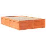 Bed with Mattress Wax Brown 140x190 cm Solid Wood Pine 3281948