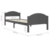 Bed Frame without Mattress Dark Grey Solid Pine Wood 100x200cm 322047