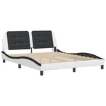 Bed Frame with LED without Mattress "Zadar" White and Black 160x200 cm 3214123