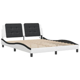 Bed Frame with LED without Mattress "Zadar" White and Black 160x200 cm 3214123