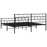 Metal Bed Frame without Mattress with Footboard Black 200x200cm 355684