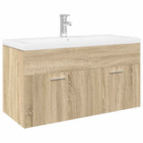 Bathroom Sink Cabinet with Built-in Basin Sonoma Oak 3325016