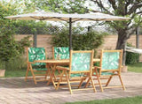 Garden Dining Set Folding 5 pcs Leaf Pattern Solid Acacia Wood 3375750