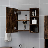 Bathroom Mirror Cabinet Smoked Oak 62.5x20.5x64cm Engineered Wood 826351