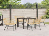 Garden Dining Set 5 pcs Brown Poly Rattan 3380898